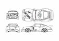 Blueprint Porsche 911 964) Carrera RSR Acom Racing Coupe 1992 A4 Photo Print