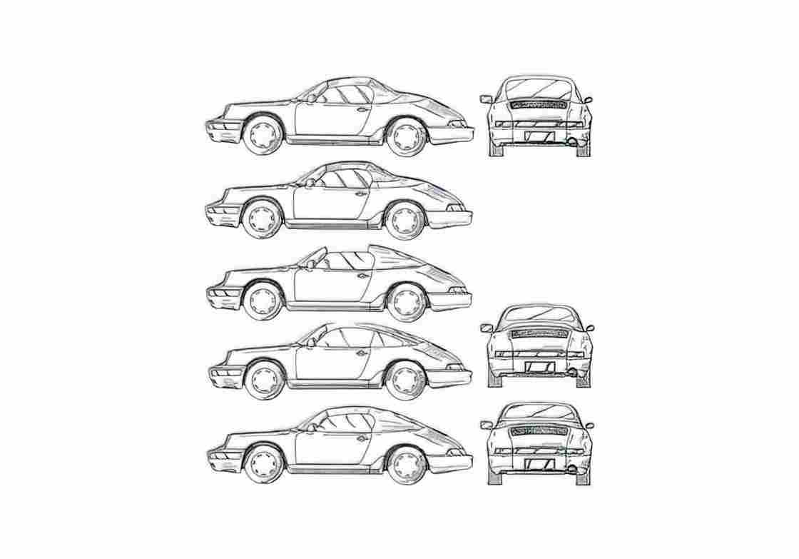 Blueprint Porsche 911 964) Speedster Roadster 1992 A4 Photo Print