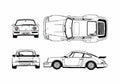 Blueprint Porsche 911 964) Turbo 3.6 Coupe 1991 A4 Photo Print