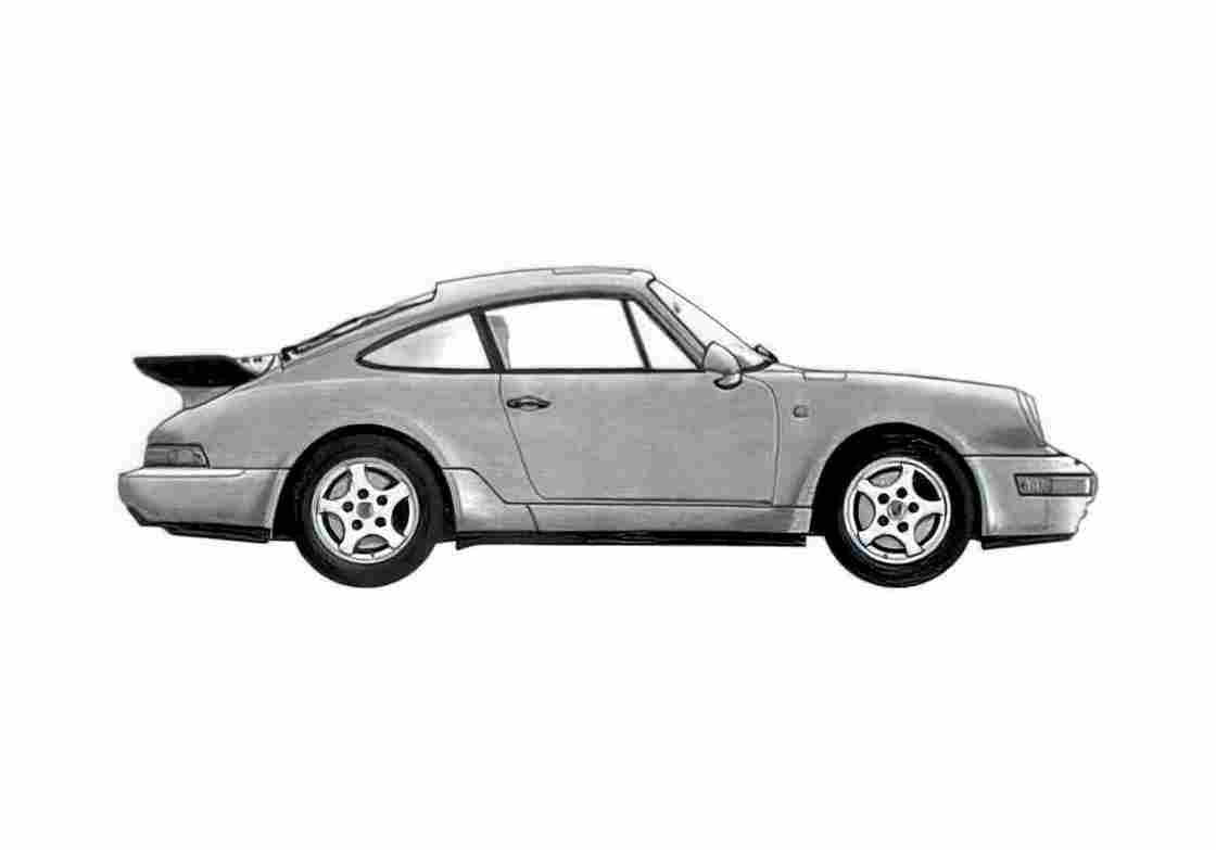 Blueprint Porsche 911 964) Turbo Coupe 1990 A4 Photo Print