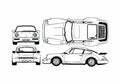 Blueprint Porsche 911 964) Turbo Coupe 1991 A4 Photo Print