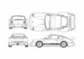 Blueprint Porsche 911 964) Turbo Veilside Coupe 1993 A4 Photo Print