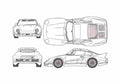 Blueprint Porsche 911 993) Biturbo Koenig Specials Coupe 1995 A4 Photo Print