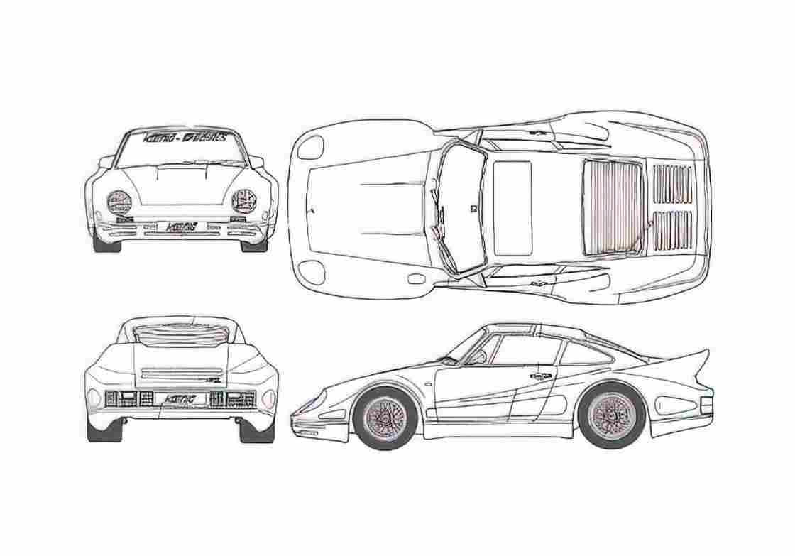 Blueprint Porsche 911 993) Biturbo Koenig Specials Coupe 1995 A4 Photo Print