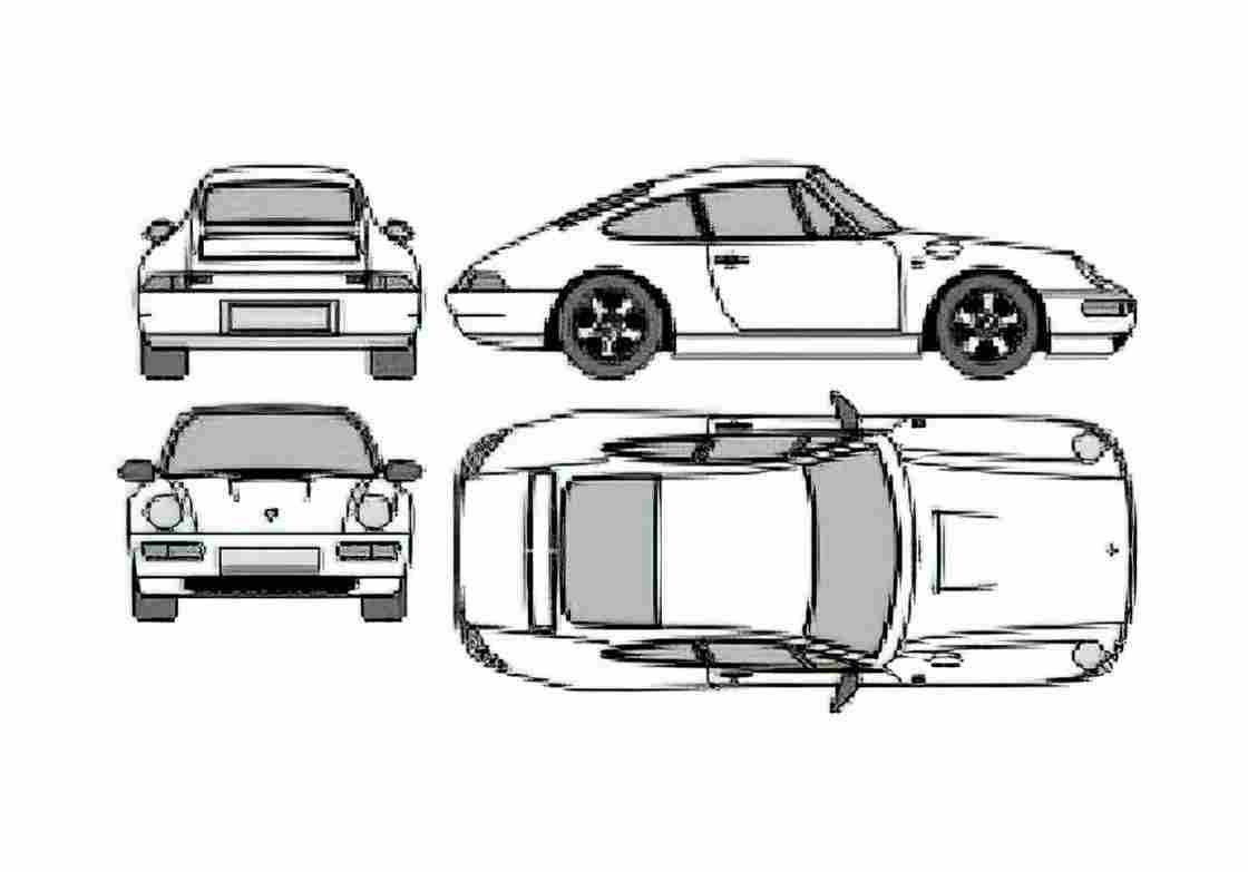 Blueprint Porsche 911 993) Carrera Coupe 1995 A4 Photo Print
