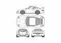 Blueprint Porsche 911 993) GT2 Coupe 1997 A4 Photo Print