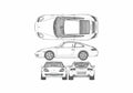 Blueprint Porsche 911 996) Carrera 4 Coupe 1999 A4 Photo Print
