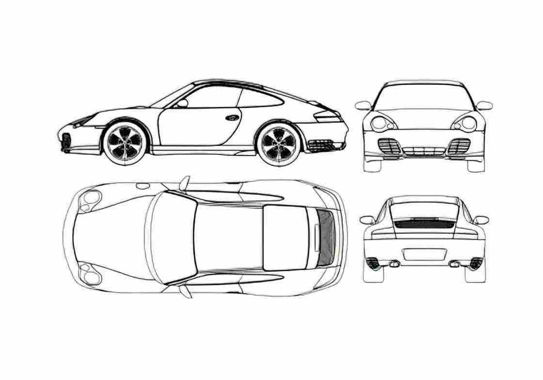 Blueprint Porsche 911 996) Carrera 4S Coupe 2002 A4 Photo Print