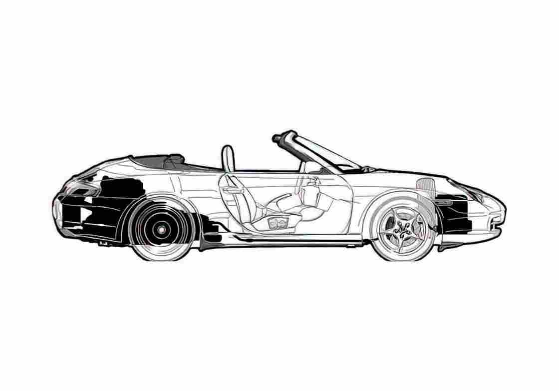 Blueprint Porsche 911 996) Carrera Cabriolet 1998 A4 Photo Print