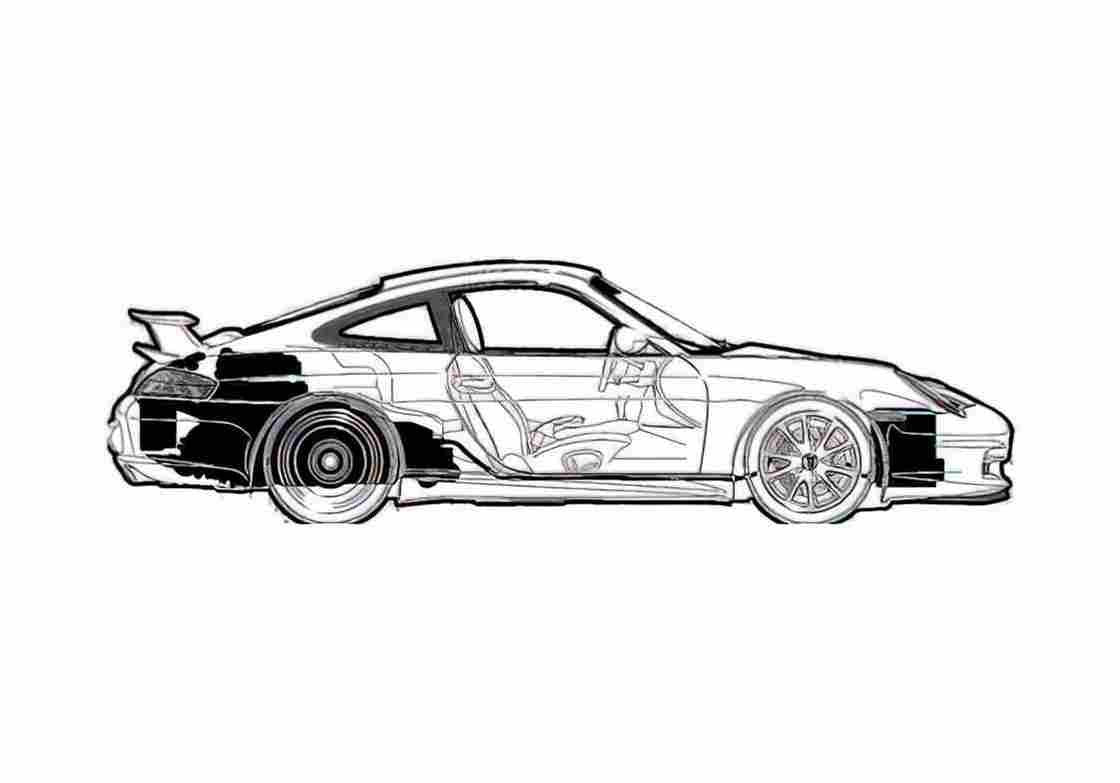 Blueprint Porsche 911 996) GT3 Coupe 2004 A4 Photo Print