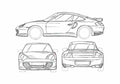 Blueprint Porsche 911 996) Turbo Coupe 2000 A4 Photo Print
