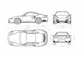 Blueprint Porsche 911 996) Turbo Coupe 2002 A4 Photo Print