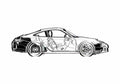 Blueprint Porsche 911 997) Carrera S Coupe 2002 A4 Photo Print