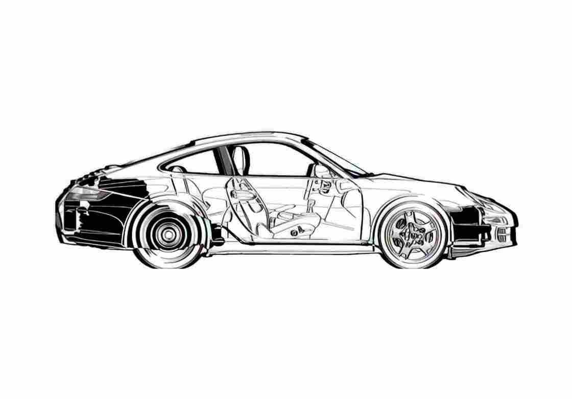 Blueprint Porsche 911 997) Carrera S Coupe 2002 A4 Photo Print