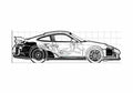 Blueprint Porsche 911 997) GT2 Coupe 2008 A4 Photo Print