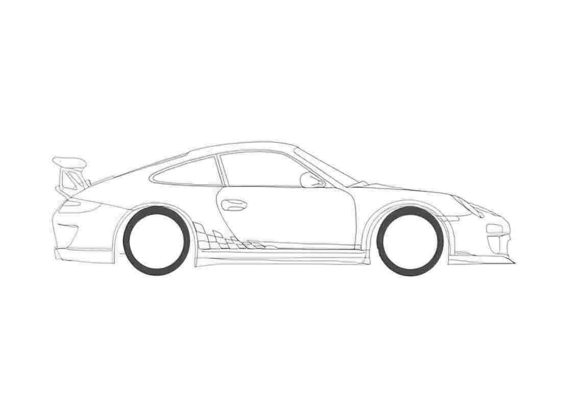 Blueprint Porsche 911 997) GT3 RS Coupe 2009 A4 Photo Print
