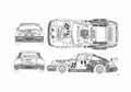 Blueprint Porsche 911 Carrera RSR Coupe 1974 A4 Photo Print