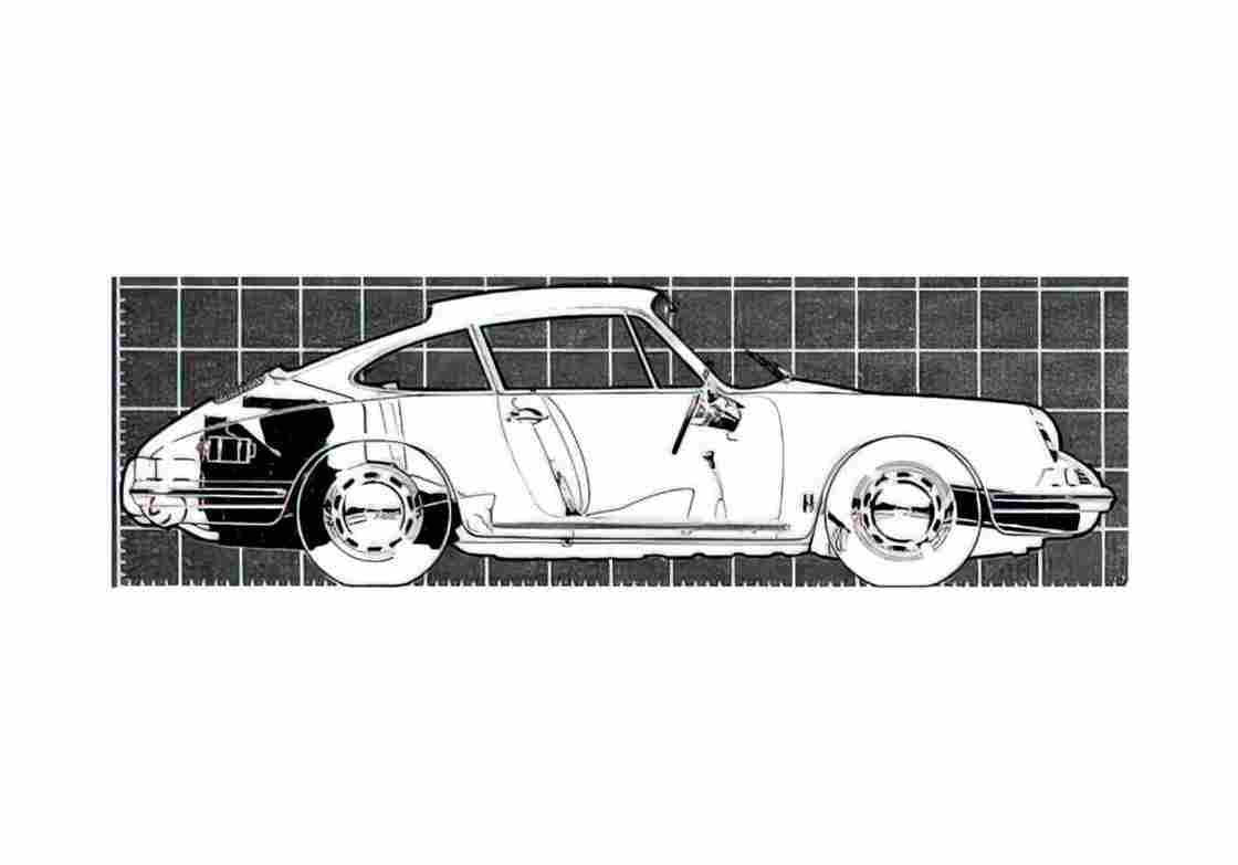 Blueprint Porsche 911 Coupe 1965 A4 Photo Print