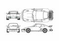 Blueprint Porsche 911 Flatnose Coupe A4 Photo Print