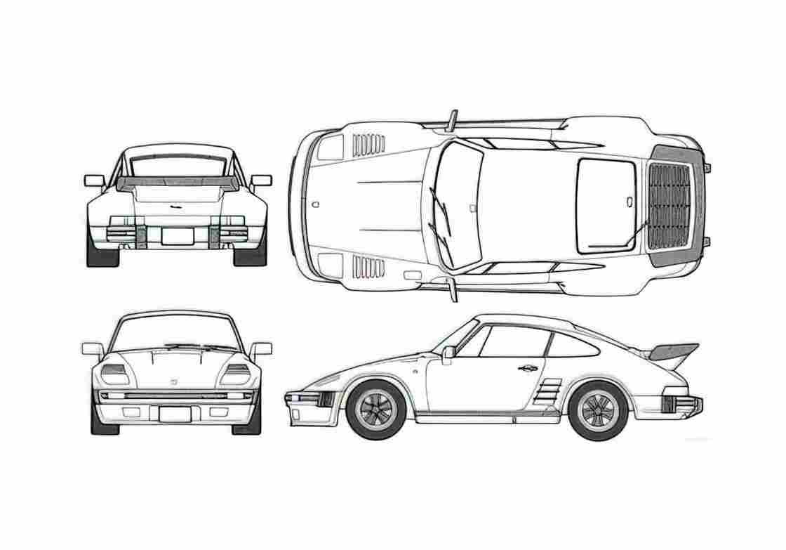 Blueprint Porsche 911 Flatnose Coupe A4 Photo Print