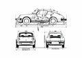Blueprint Porsche 911 G 2.7 Coupe 1976 A4 Photo Print