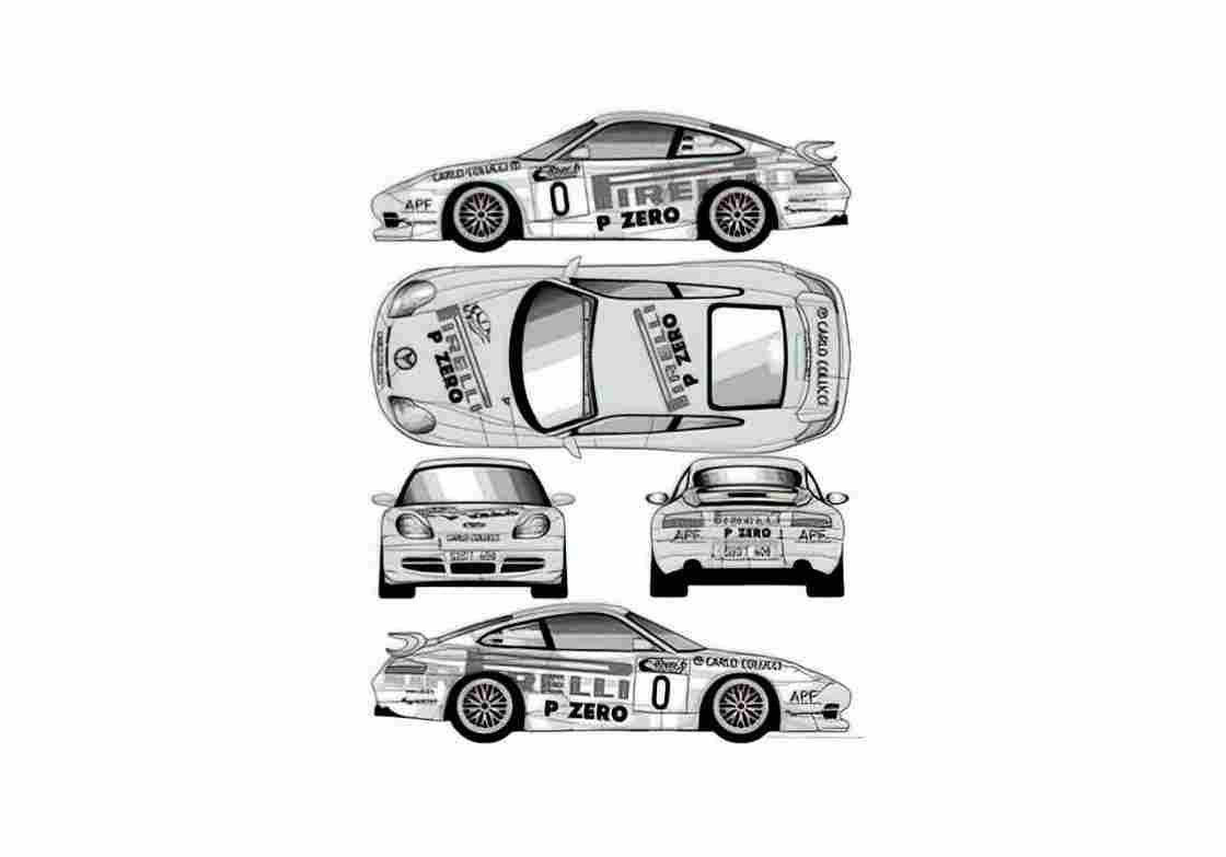 Blueprint Porsche 911 GT3 996 Coupe A4 Photo Print