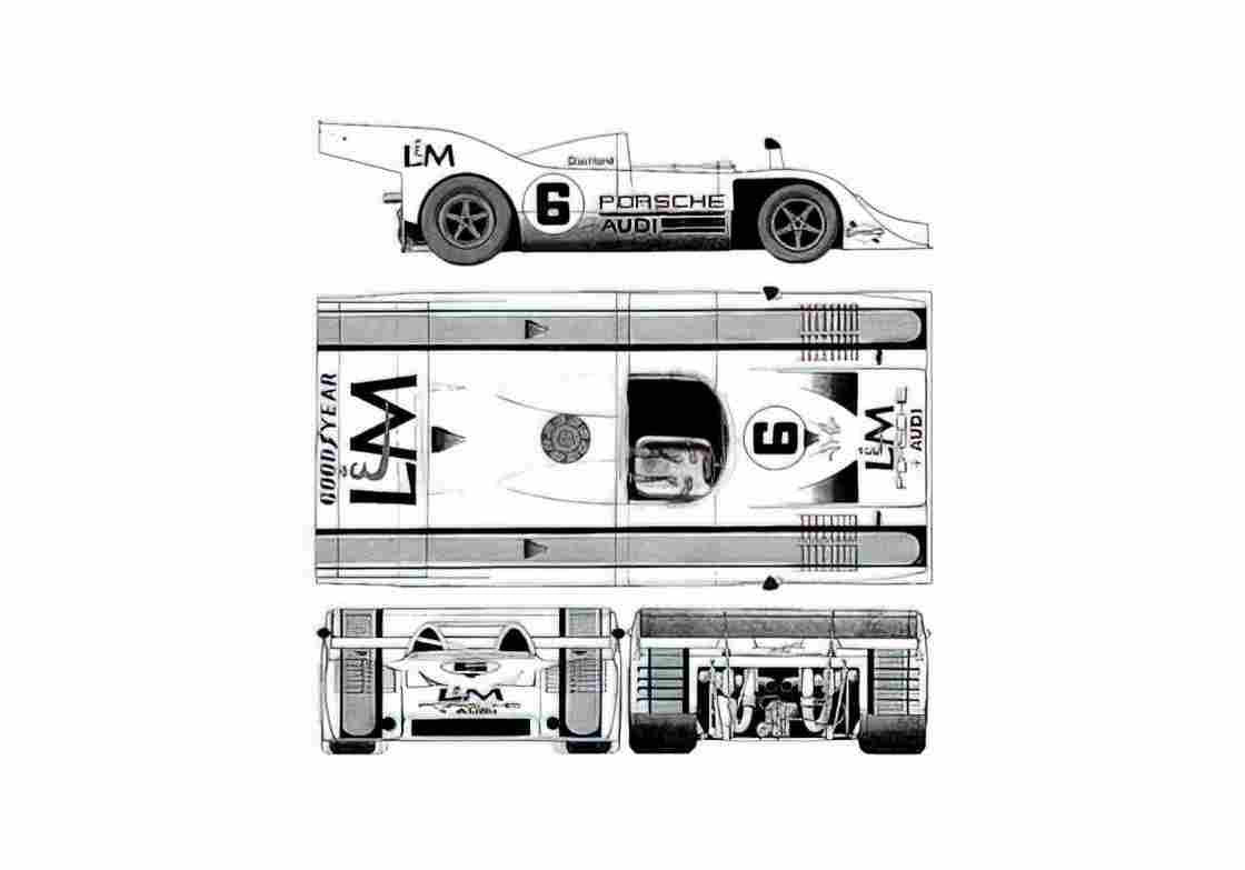 Blueprint Porsche 917 Can Am Roadster 1971 A4 Photo Print