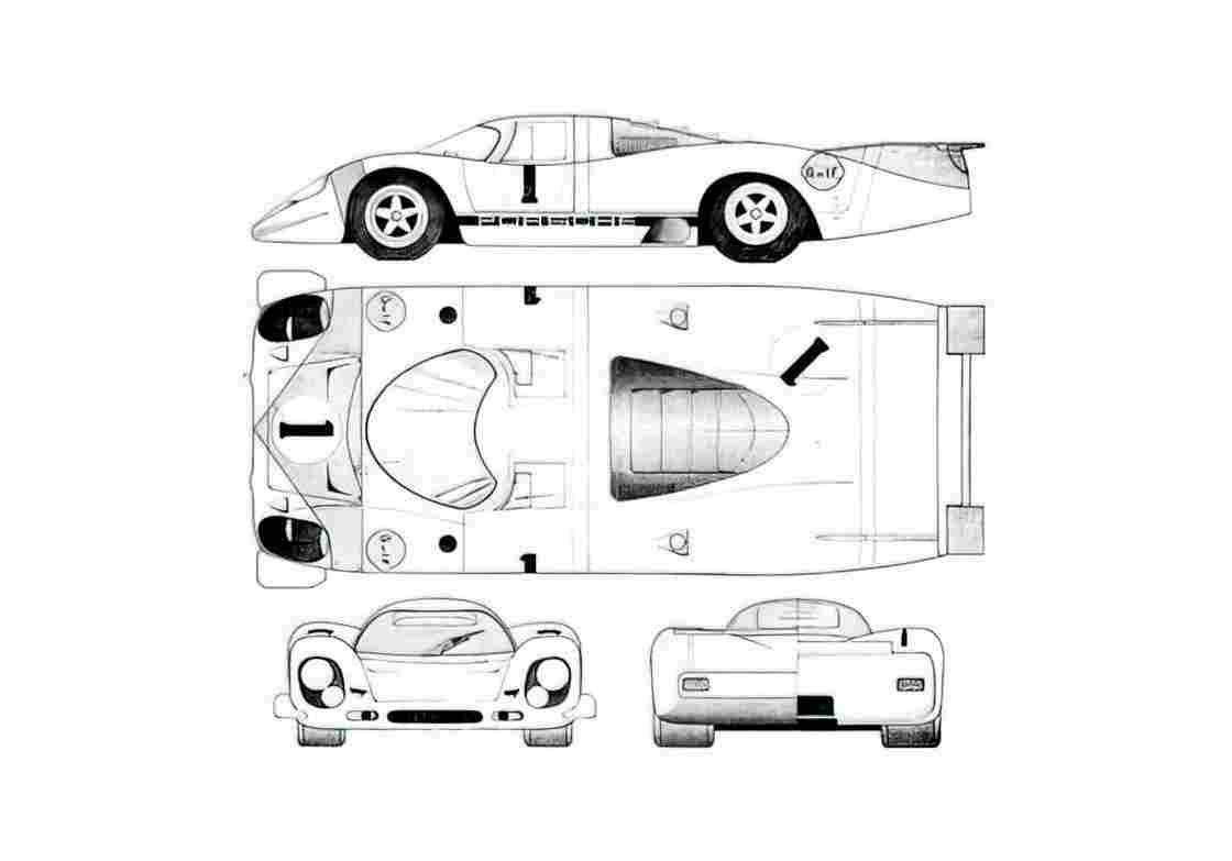 Blueprint Porsche 917 Coupe 1970 A4 Photo Print
