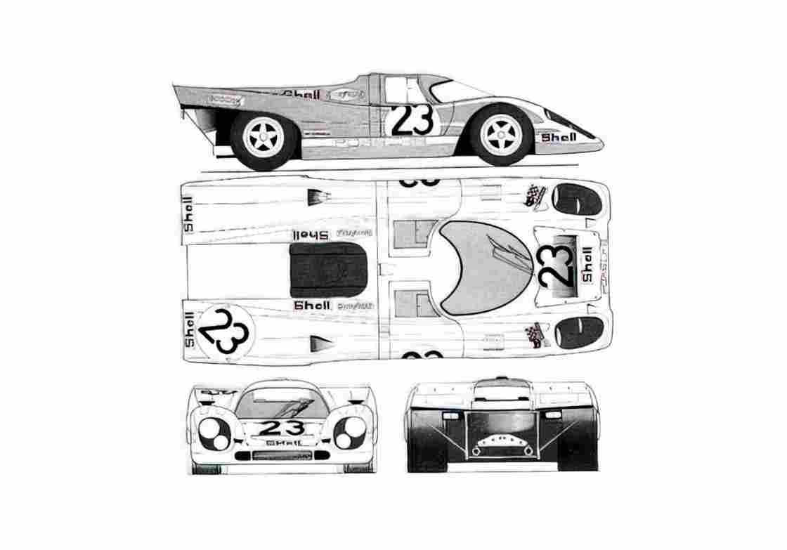 Blueprint Porsche 917 Le Mans Coupe 1971 A4 Photo Print