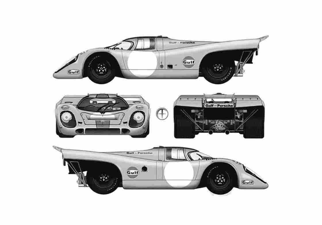Blueprint Porsche 917K Coupe 1971 A4 Photo Print