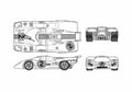 Blueprint Porsche 917K Daytona Coupe 1971 A4 Photo Print