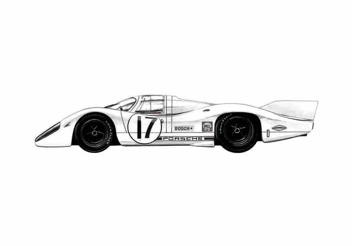 Blueprint Porsche 917LH Le Mans Coupe 1970 A4 Photo Print