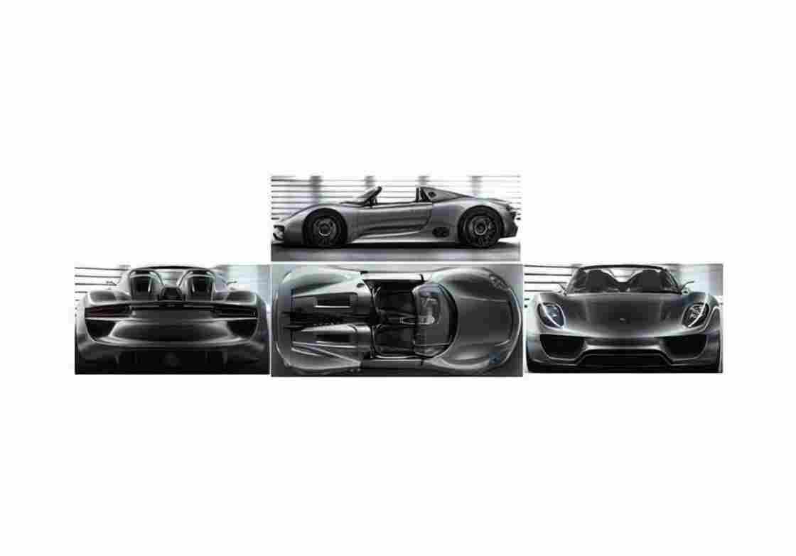Blueprint Porsche 918 Spyder Concept Roadster 2010 A4 Photo Print