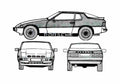 Blueprint Porsche 924 Turbo Coupe 1978 A4 Photo Print