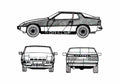 Blueprint Porsche 924 Turbo Coupe 1979 A4 Photo Print