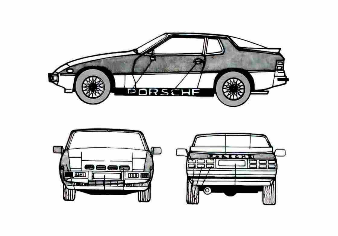 Blueprint Porsche 924 Turbo Coupe 1979 A4 Photo Print