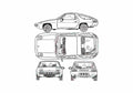 Blueprint Porsche 928 Coupe 1978 A4 Photo Print