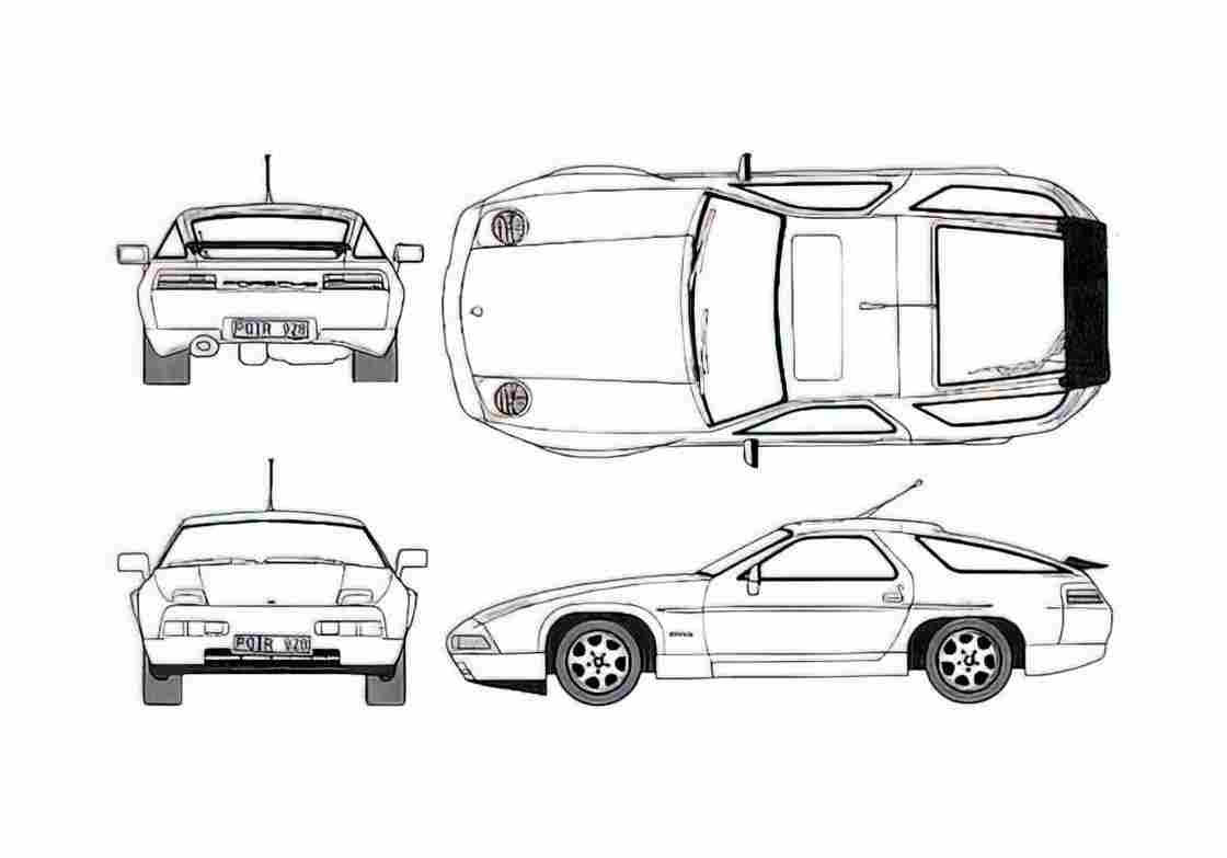 Blueprint Porsche 928 GTS Coupe 1989 A4 Photo Print