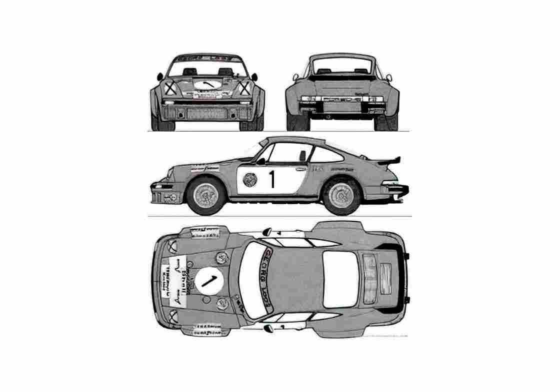 Blueprint Porsche 934 RSR Turbo Coupe A4 Photo Print