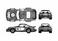 Blueprint Porsche 934 Turbo RSR Coupe 1975 A4 Photo Print