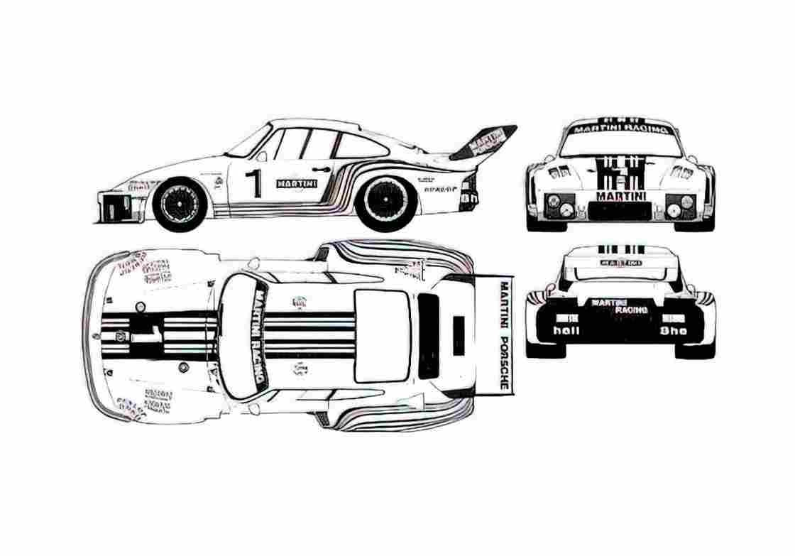 Blueprint Porsche 935 Coupe 1976 A4 Photo Print