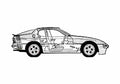Blueprint Porsche 944 S Coupe 1987 A4 Photo Print