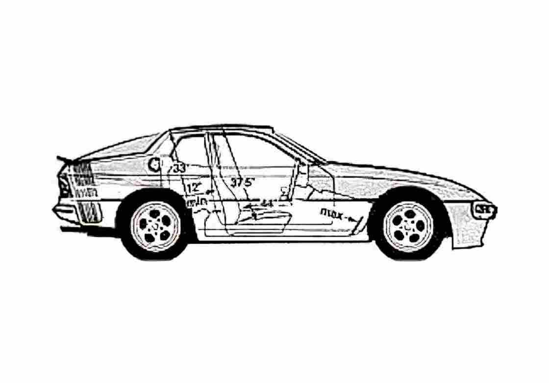 Blueprint Porsche 944 S Coupe 1987 A4 Photo Print