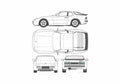 Blueprint Porsche 944 Turbo Coupe 1987 A4 Photo Print
