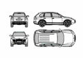 Blueprint Porsche 955 Cayenne Turbo SUV 2005 A4 Photo Print