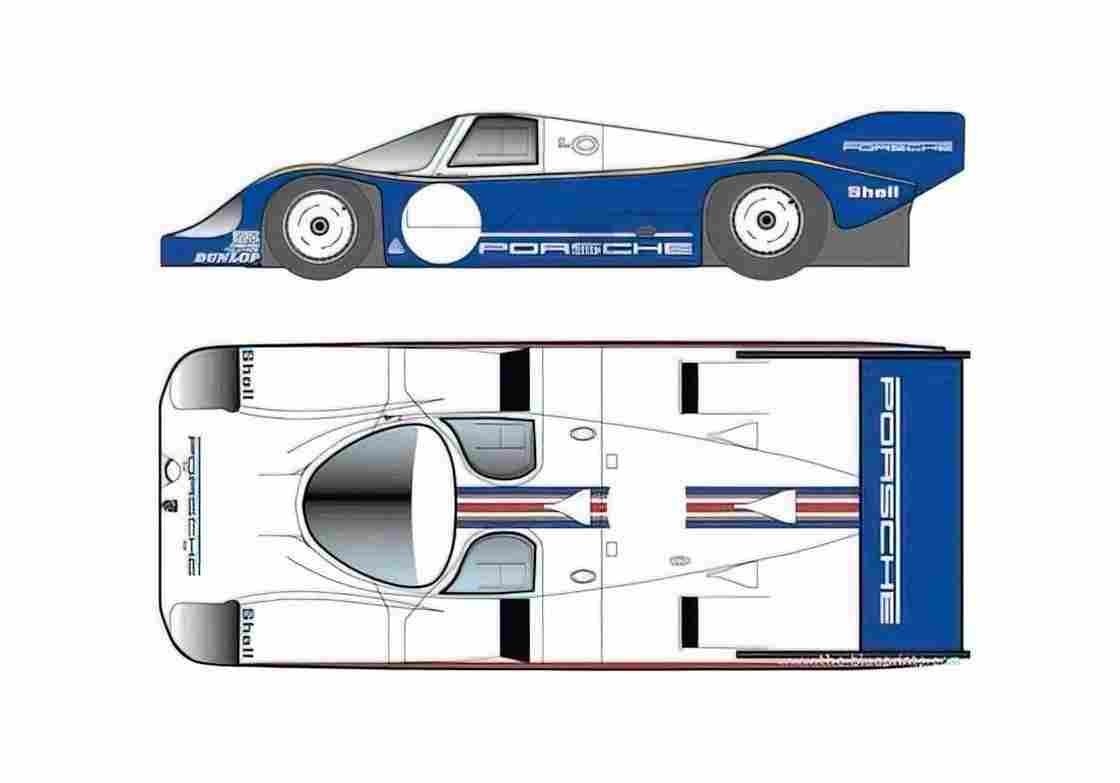 Blueprint Porsche 956B Coupe 1983 A4 Photo Print