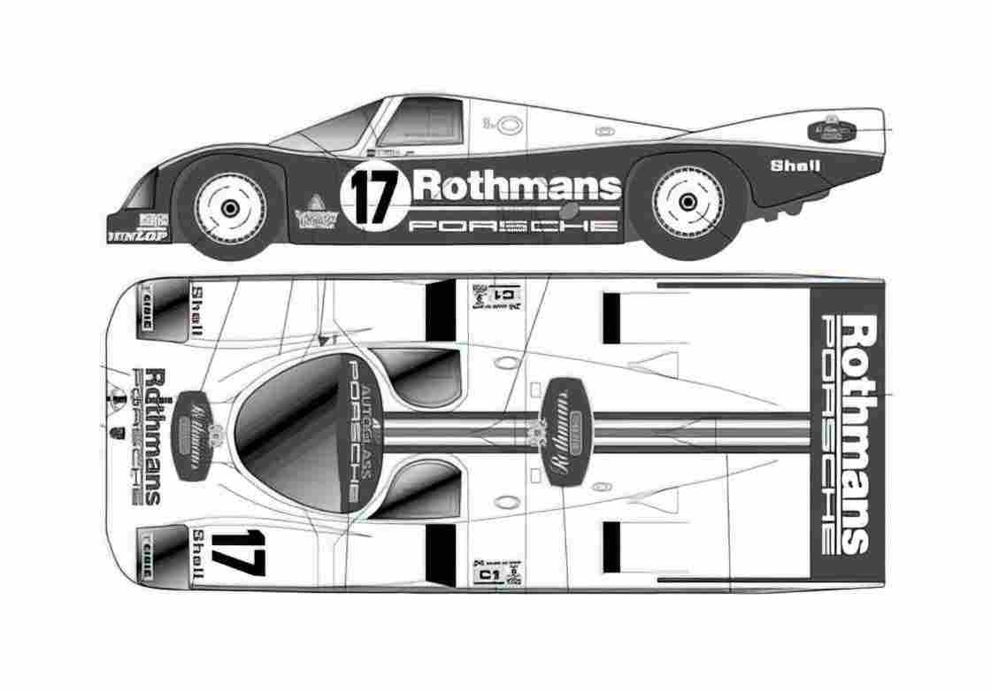 Blueprint Porsche 956C Coupe 1982 A4 Photo Print