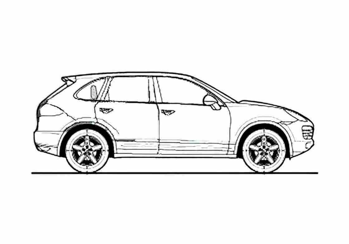 Blueprint Porsche 957 Cayenne II Hybrid SUV 2010 A4 Photo Print