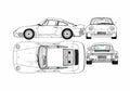 Blueprint Porsche 959 Coupe 1986 A4 Photo Print