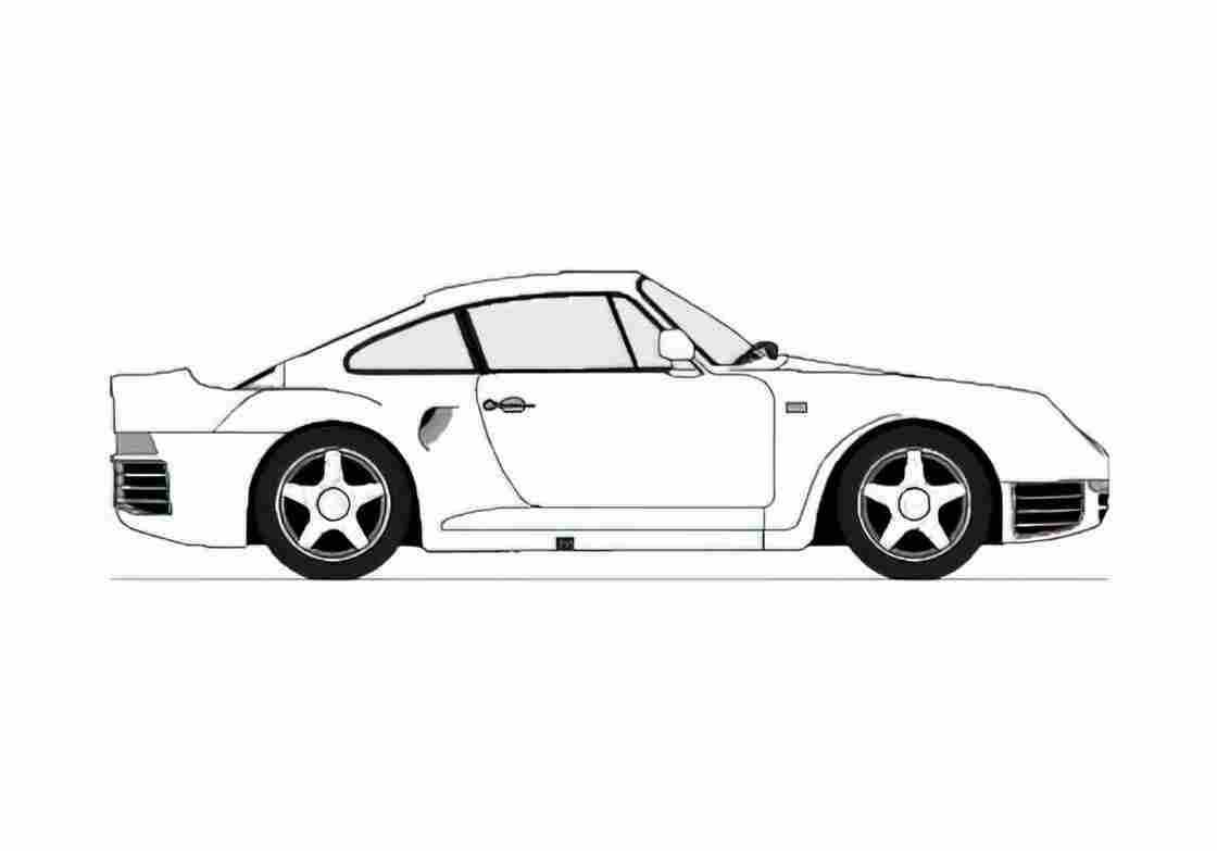 Blueprint Porsche 959 Coupe 1987 A4 Photo Print